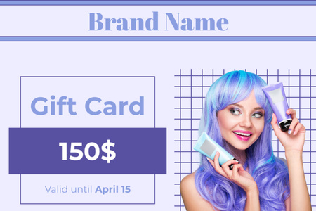 Beauty Salon Special Offer with Bright Woman Gift Certificate Design Template
