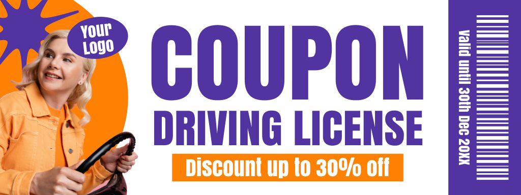 Reputable Driving School Lessons Voucher For Getting License Couponデザインテンプレート