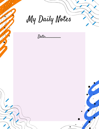Plantilla de diseño de Planificador y organizador diario individual con líneas abstractas Notepad 107x139mm 