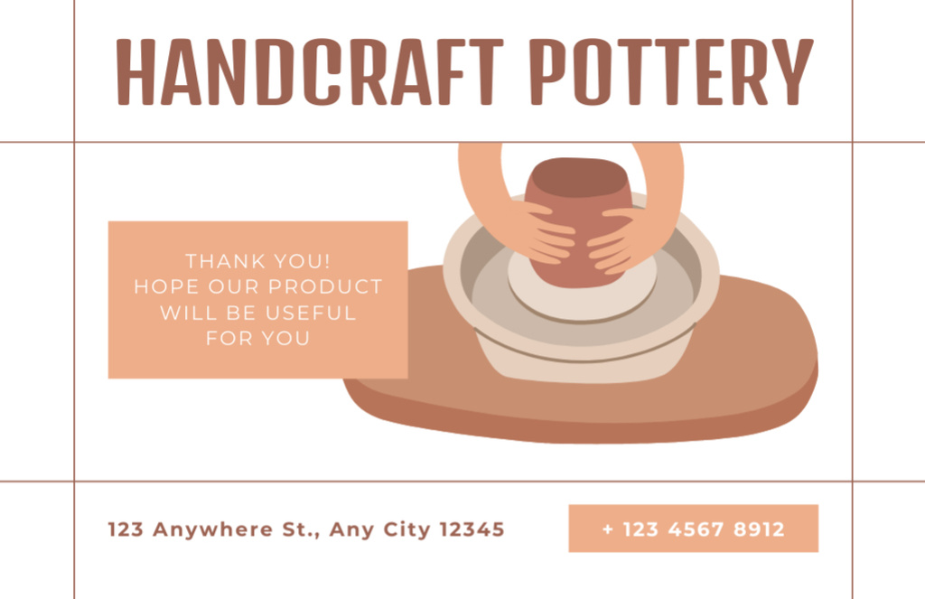 Designvorlage Offer of Handmade Ceramics für Thank You Card 5.5x8.5in