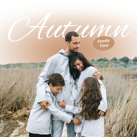 Autumn Inspiration with Cute Family on Nature Instagram Design Template