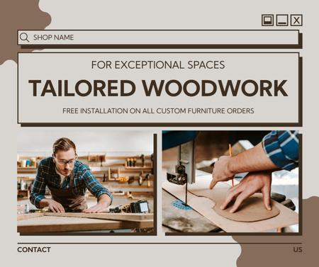 Exceptional Woodwork Service Offer Facebook Design Template