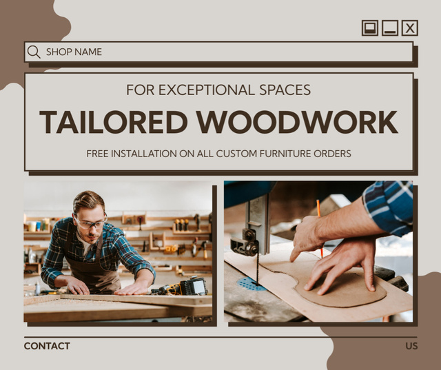 Ontwerpsjabloon van Facebook van Exceptional Woodwork Service Offer