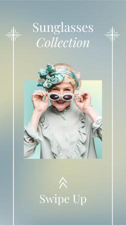 Plantilla de diseño de anuncio de tienda de gafas con encantadora anciana Instagram Story 