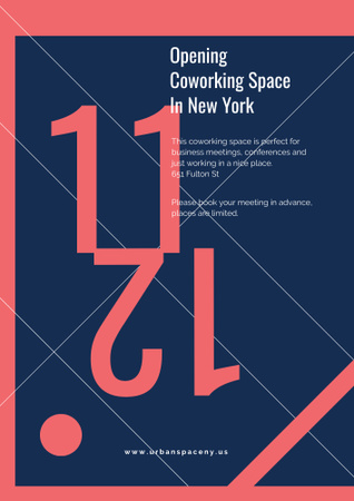 Opening coworking space announcement Poster B2 Design Template