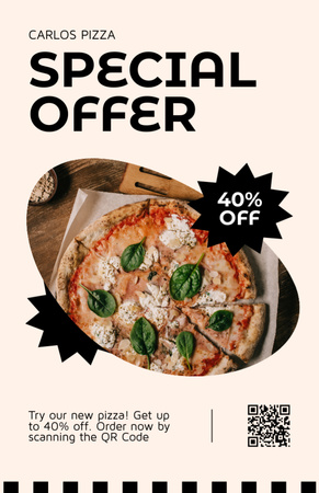 Plantilla de diseño de Oferta especial Descuento Pizza en blanco Recipe Card 