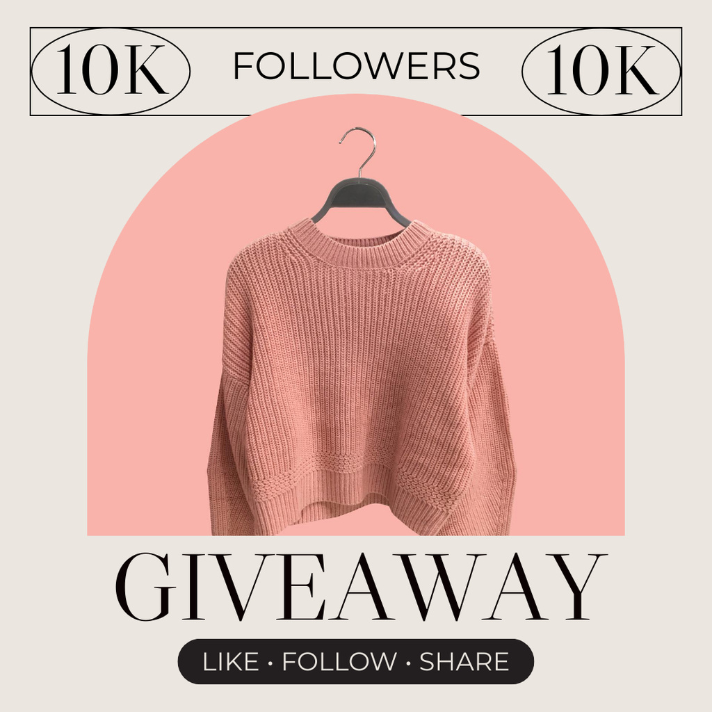 Fashion Giveaway Announcement with Pink Sweater Instagram Design Template