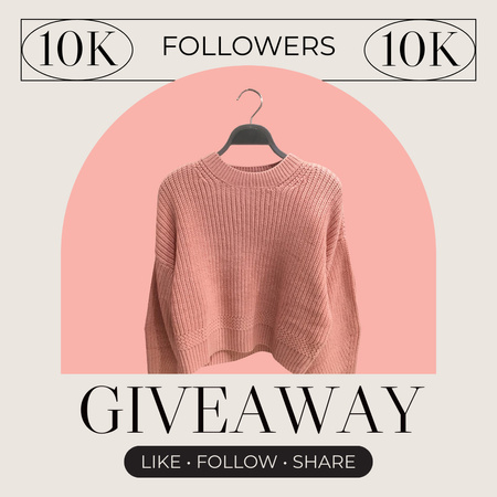 Объявление о розыгрыше модной одежды с розовым свитером Instagram – шаблон для дизайна