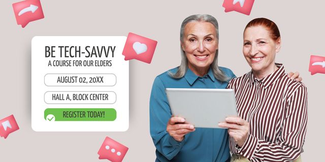 Tech Savvy Course For Senior Twitter Design Template