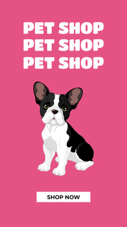 Pet Shop Ad with Cute Dog Instagram Story Modelo de Design