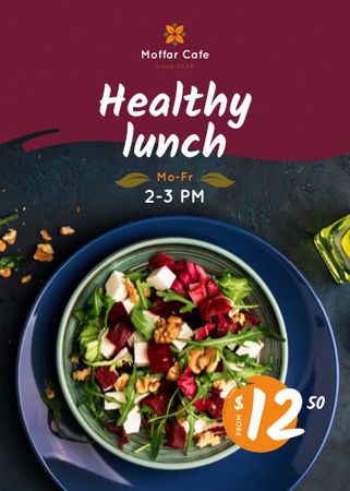 Healthy Menu Offer Salad in a Plate Flayer Design Template