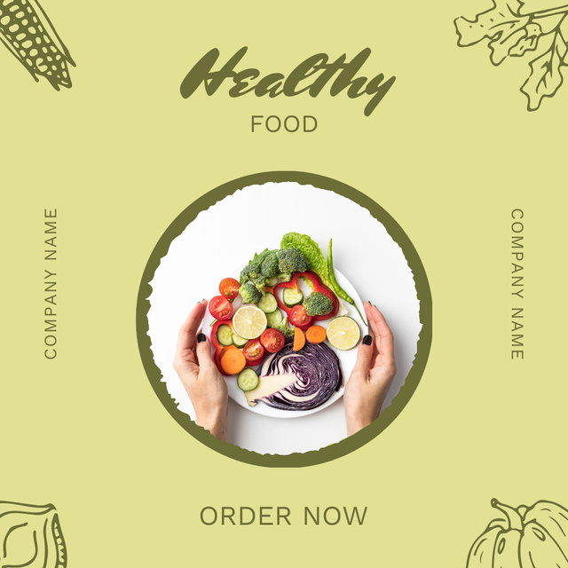 Healthy Vegetables On Plate Ordering Offer Instagram Πρότυπο σχεδίασης