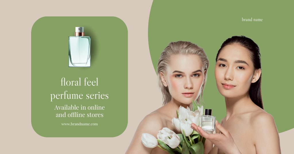 Ontwerpsjabloon van Facebook AD van Perfume Series with Floral Feel