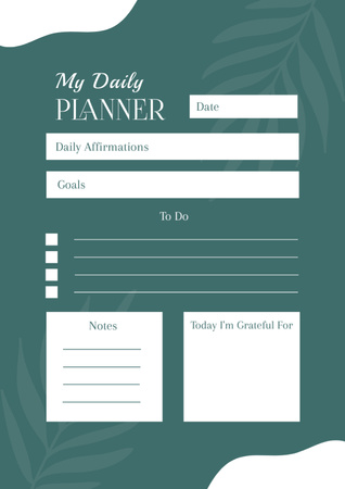 Blue green minimal daily Schedule Planner tervezősablon