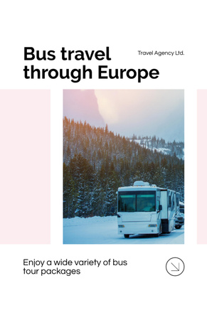 Bus Travel Tour Packages Ad Flyer 5.5x8.5in Šablona návrhu