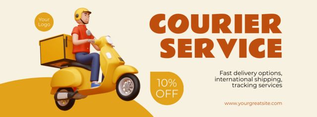 Courier Services Offer on Yellow Facebook cover Design Template
