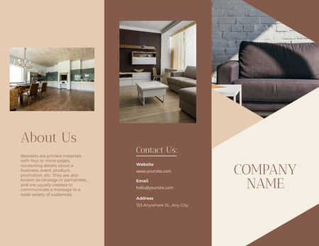 Design interiéru a nábytku Hnědá Brochure 8.5x11in Šablona návrhu