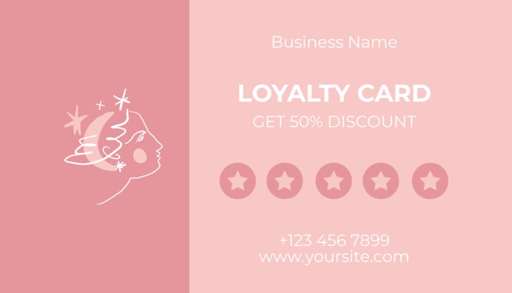 Loyalty Program from Beauty Salon on Pink Business Card US Design Template