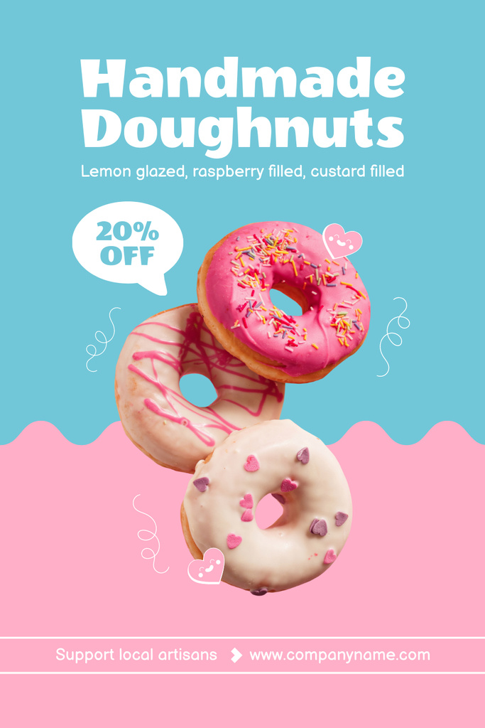 Handmade Doughnuts Ad with Discount Pinterest Design Template
