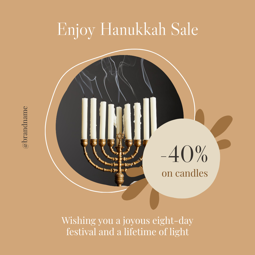 Happy Hanukkah Sale Offer On Candles Instagram Design Template