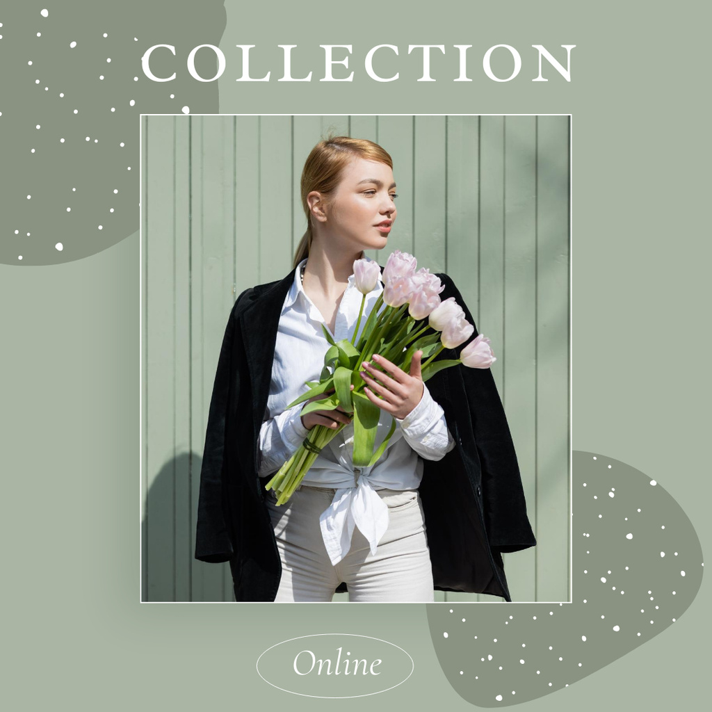 Fashion Collection for Women on Green Instagram Design Template