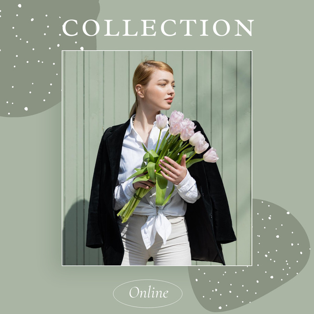 Fashion Collection for Women on Green Instagram Modelo de Design