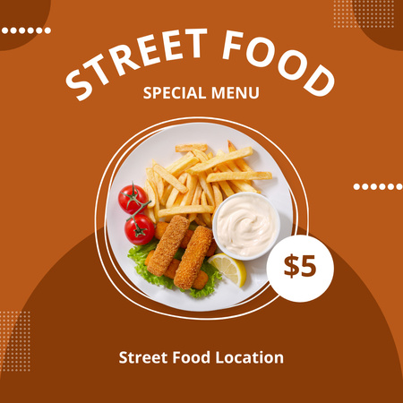 Különleges Street Food menü bejelentés Instagram tervezősablon