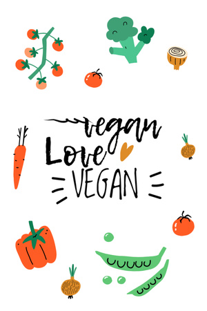 Vegan Lifestyle Concept With Vegetables Postcard 4x6in Vertical Design Template