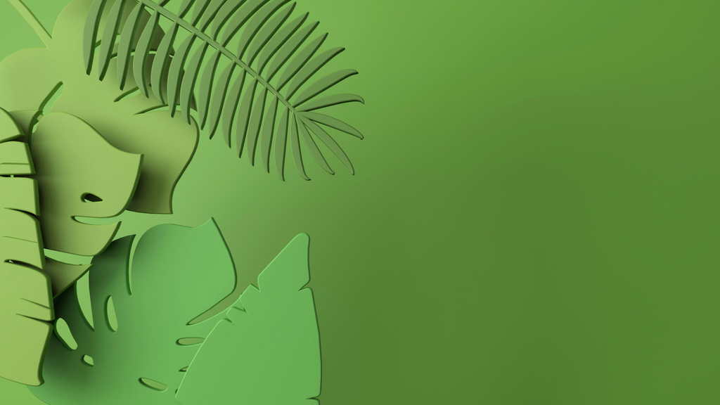 3D Illustration of Tropical Leaves Zoom Background Šablona návrhu