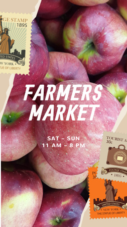 čerstvá jablka na sobotním farmářském trhu TikTok Video Šablona návrhu