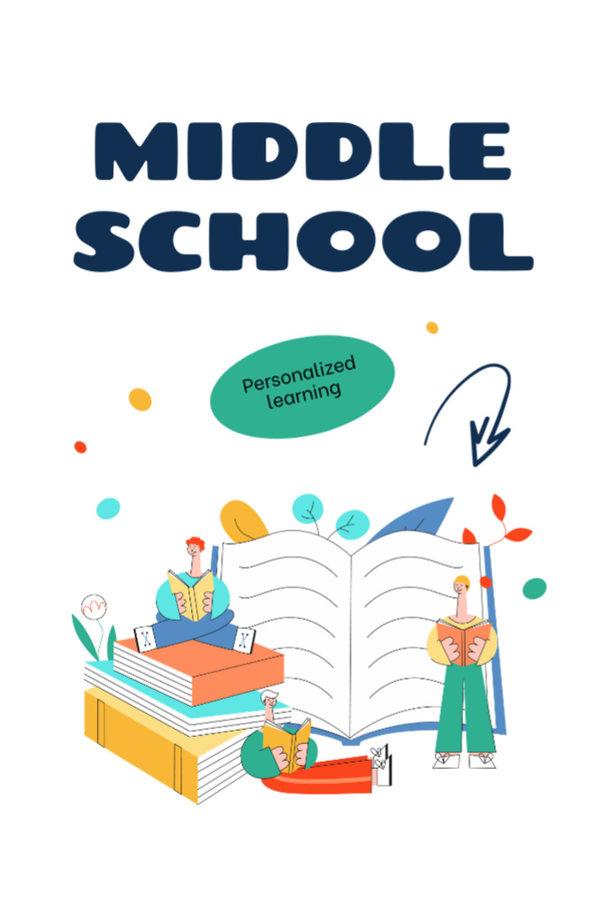 Middle School With Personalized Learning Offer Postcard 4x6in Vertical Design Template
