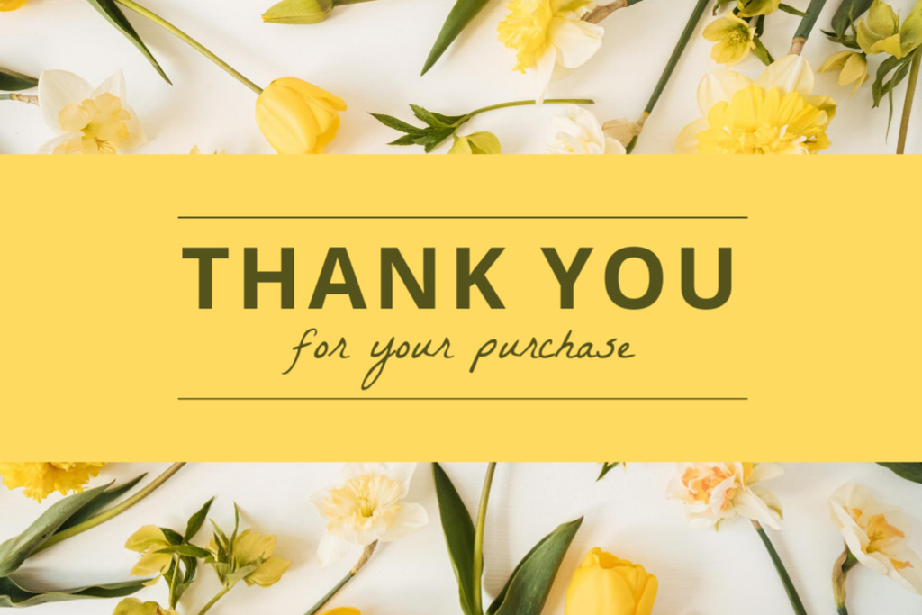 Designvorlage Thank You for Purchase on Background of Jonquils für Postcard 4x6in
