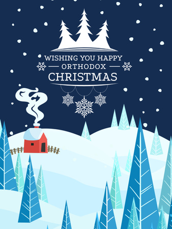 Christmas Greeting with Snowy Landscape Poster US Modelo de Design