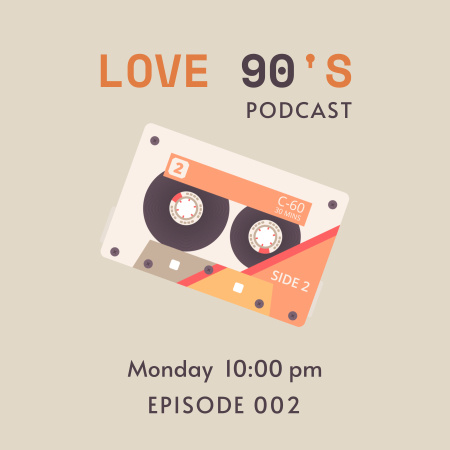 Ontwerpsjabloon van Podcast Cover van Podcast Announcement about Nineties Nostalgy