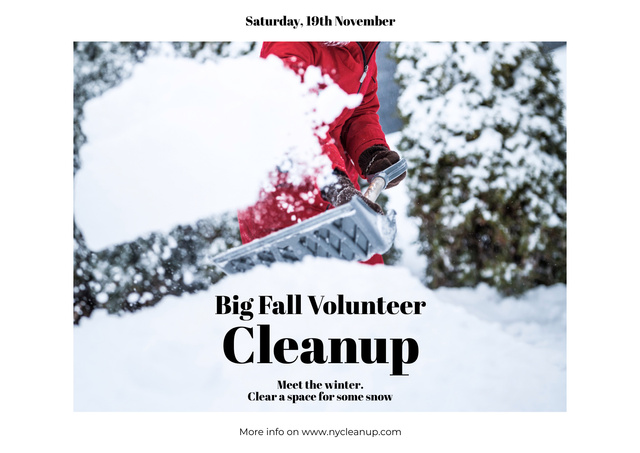 Ontwerpsjabloon van Poster A2 Horizontal van Winter Volunteer Cleanup Announcement