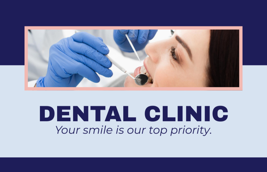 Woman Patient in Dental Clinic Business Card 85x55mm – шаблон для дизайну