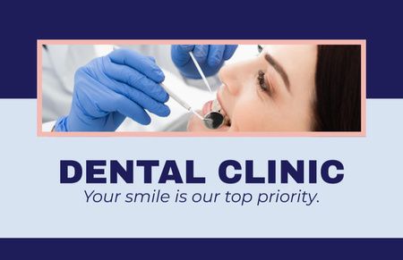 Modèle de visuel Patiente dans une clinique dentaire - Business Card 85x55mm