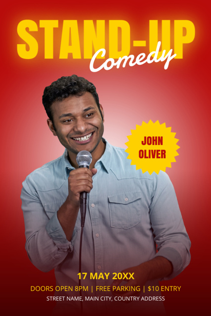 Proposal Standup Show with Smiling Comedian Tumblr Design Template