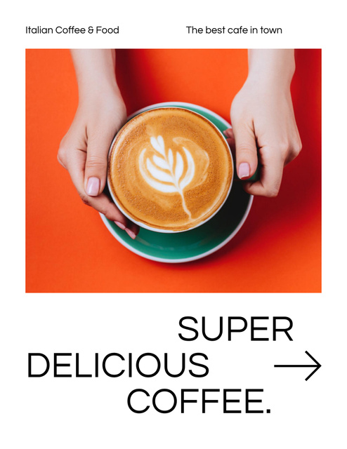 Ontwerpsjabloon van Flyer 8.5x11in van Super Delicious Coffee Offer in Orange