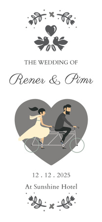 Объявление о свадьбе с парой на тандемном велосипеде Snapchat Geofilter – шаблон для дизайна