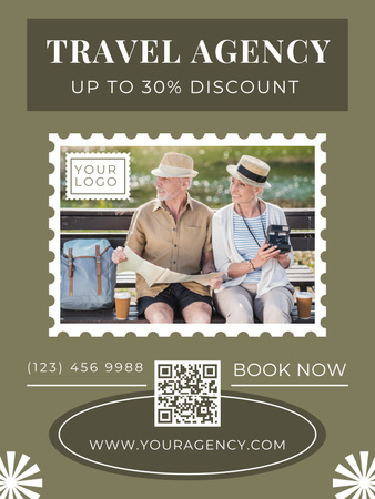 Template di design Offerta di vendita da agenzia di viaggi con coppia di anziani Poster US