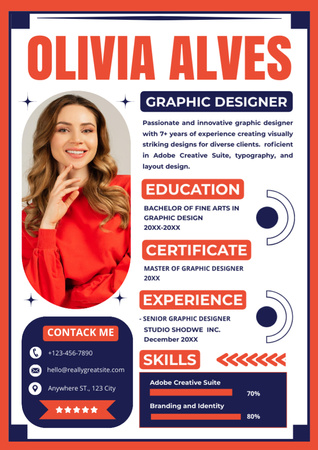 Template di design Elenco delle competenze del graphic designer Resume