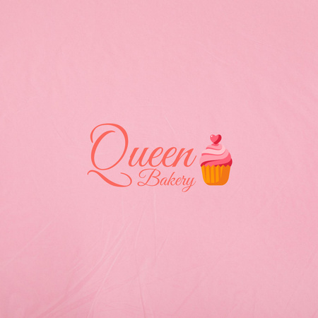 Emblem of Bakery on Pink Logo 1080x1080pxデザインテンプレート