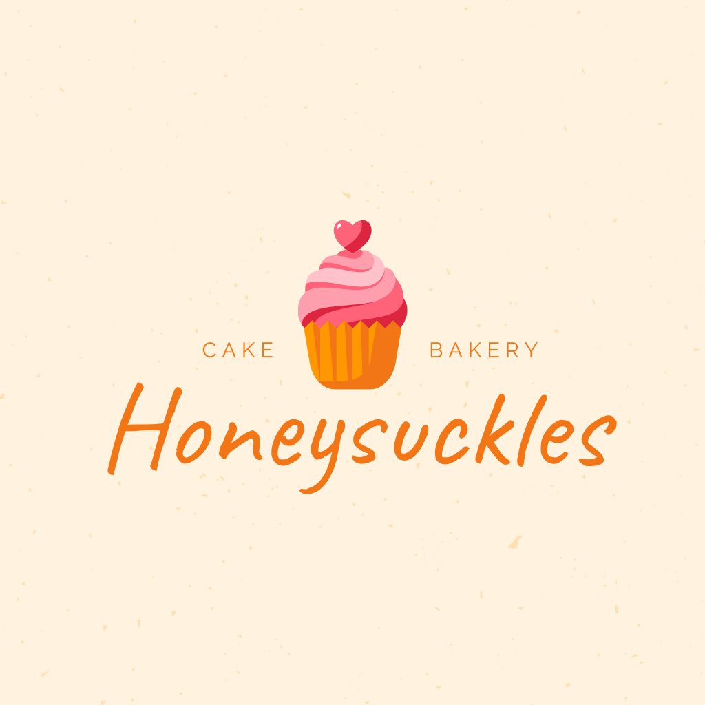 Ad of Bakery with Heart in Cupcake Logo Šablona návrhu