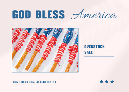 God Bless America Greeting with Sale Offer Postcard 5x7in Design Template