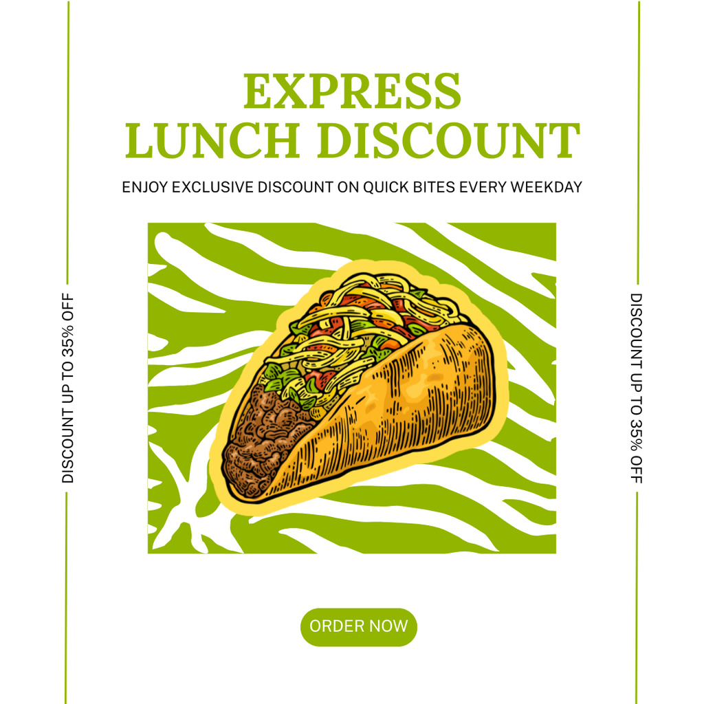 Designvorlage Ad of Express Lunch Discount with Taco für Instagram AD