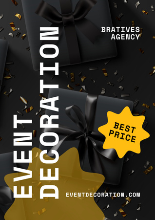 Event Announcement with Black Gift Poster Design Template