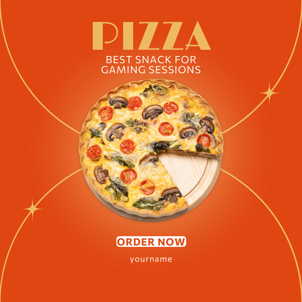 Ontwerpsjabloon van Instagram AD van Delicious Pizza Offer for Gaming Sessions