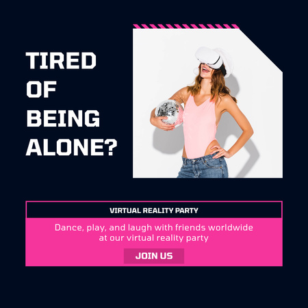 Развлекайтесь на вечеринке виртуальной реальности Instagram – шаблон для дизайна