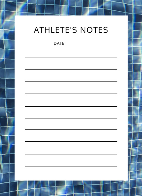 Ontwerpsjabloon van Notepad 4x5.5in van Athlete's Planner with Blue Mosaic Tiles at Bottom of Swimming Pool